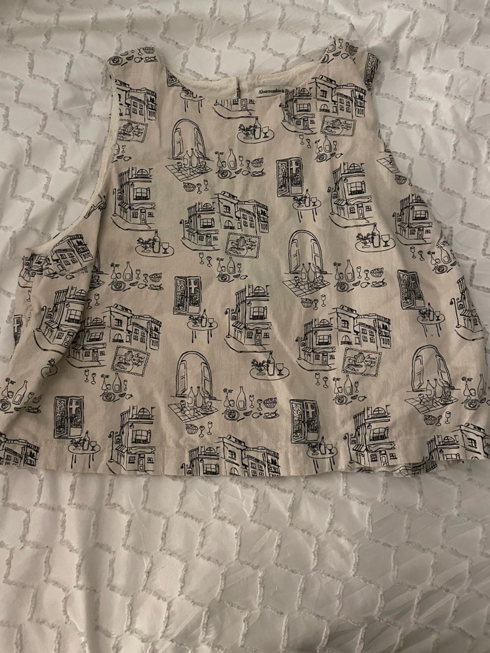 Abercrombie & Fitch Beige Paris Printed Sleeveless Top